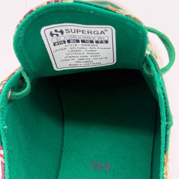 Superga Women’s 11 Green Red Fuchsia  Gold Floral Brocade Sneakers NWOT - Picture 7 of 14